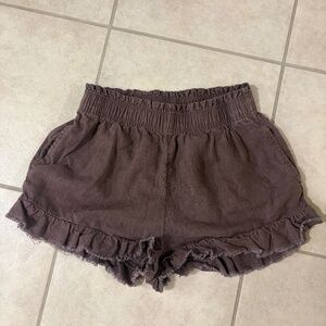 Brown Frill Shorts